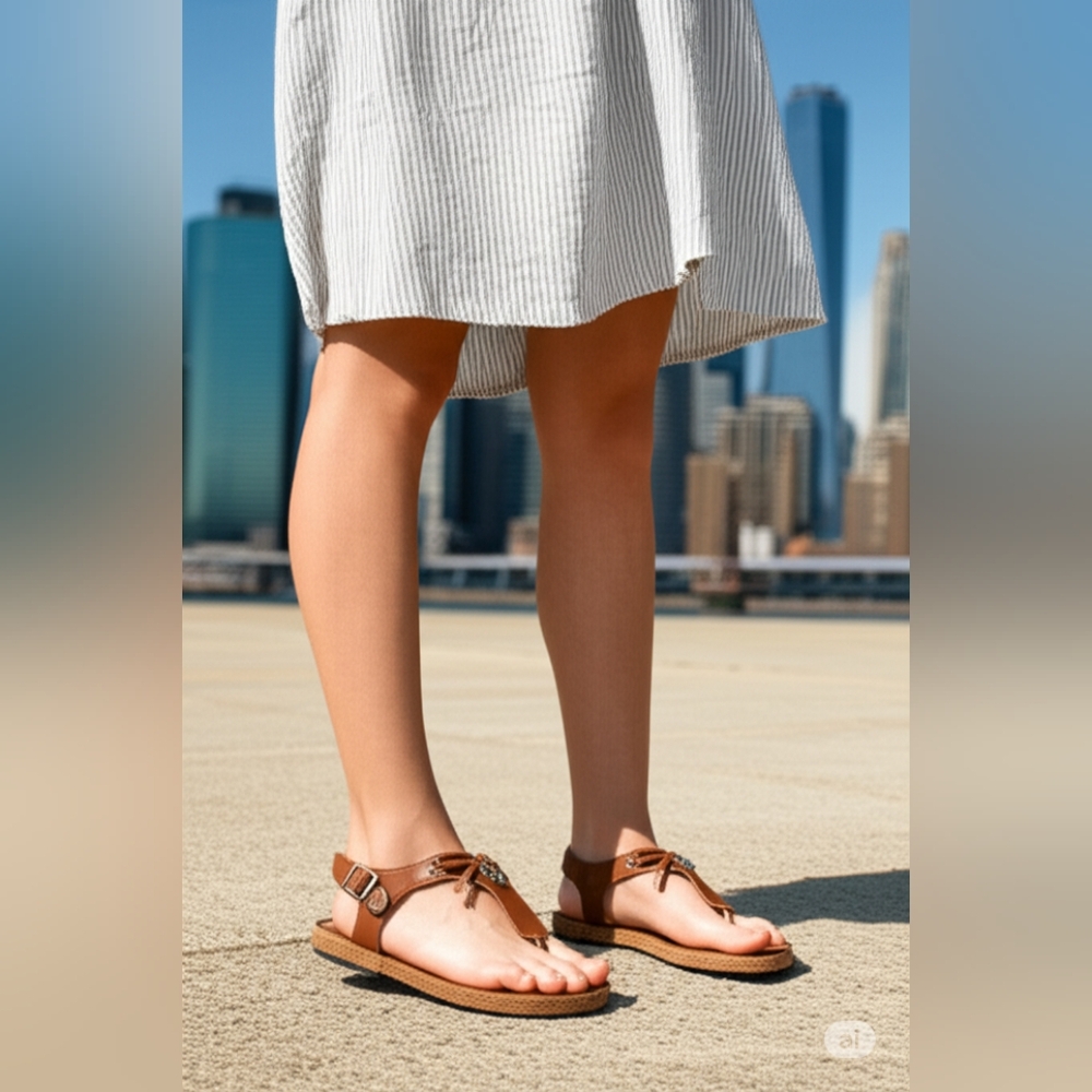 MICHAEL Michael Kors Tilly Flora Flower Charm Sandals-brown